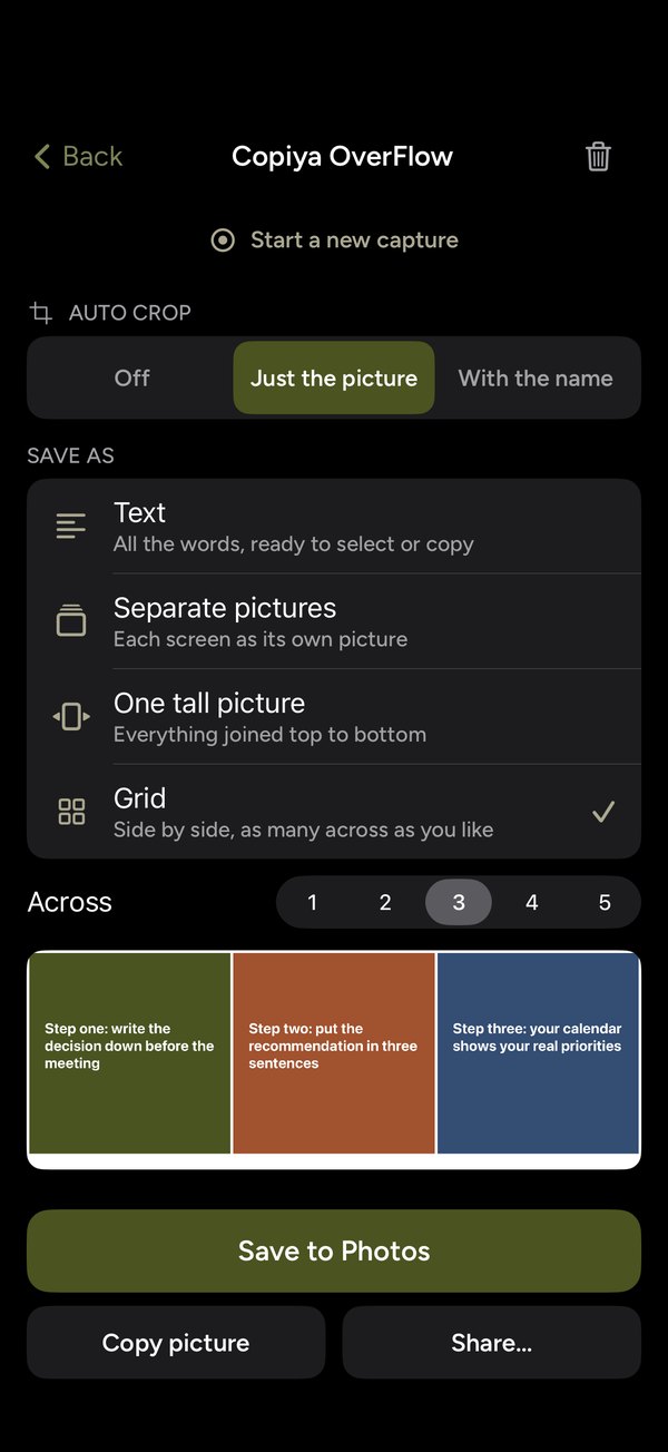 Saved screens laid out as a grid